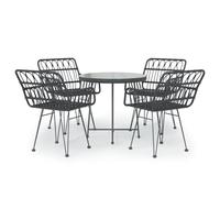 Vidaxl Mobilier À Dîner De Jardin 5 Pcs Noir Résine Tressée