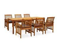 Vidaxl Mobilier À Dîner De Jardin 7 Pcs Avec Coussins Acacia Solide Gris foncé