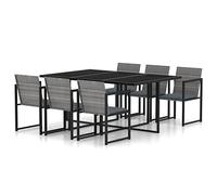 vidaXL Mobilier à Dîner de Jardin 7 pcs avec Coussins Ensemble de Salle à Manger d'Extérieur Table et Chaises de Patio Terrasse Résine Tressée Gris