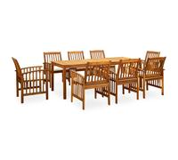 Vidaxl Mobilier À Dîner De Jardin 9 Pcs Avec Coussins Acacia Solide