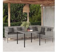 vidaXL Ensemble à manger de jardin 2 pcs en rotin avec coussins Gris