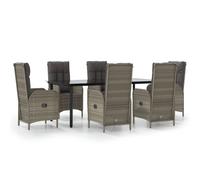 Vidaxl Mobilier À Dîner De Jardin Et Coussins 7 Pcs Noir Et Gris Rotin