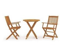 vidaXL Mobilier à dîner de jardin pliable 3 pcs Bois d'acacia solide Marron G