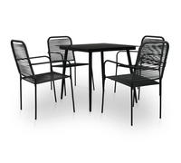 Vidaxl Mobilier À Dîner D'extérieur 5 Pcs Corde En Coton Et Acier Noir