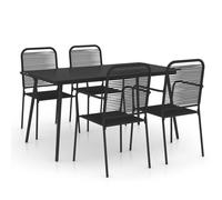 Vidaxl Mobilier À Dîner D'extérieur 5 Pcs Corde En Coton Et Acier Noir Noir