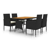 vidaXL Mobilier à Dîner d'Extérieur 5 pcs Ensemble de Salle à Manger de Patio Table et Chaises de Repas Jardin Terrasse Résine Tressée Noir