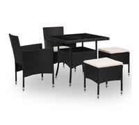 vidaXL Mobilier à dîner d'extérieur 5 pcs Noir Résine tressée et verre