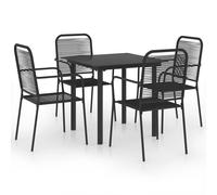 Vidaxl Mobilier À Dîner D'extérieur 5 Pcs Noir Verre Et Acier Noir