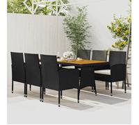 vidaXL Mobilier à Dîner d'Extérieur 7 pcs Ensemble de Salle à Manger de Patio Table et Chaises de Repas Jardin Terrasse Résine Tressée Noir