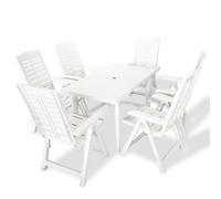 Vidaxl Mobilier À Dîner D'extérieur 7 Pcs Plastique Blanc