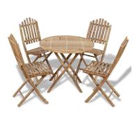 vidaXL Mobilier à dîner d'extérieur Ensemble pliant 5 pièces Bambou finition à huile