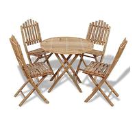 vidaXL Mobilier à Dîner d'Extérieur Pliable 5 pcs Bambou Salle à Manger Jardin