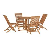 vidaXL Mobilier à Dîner d'Extérieur Pliable 5 pcs Ensemble de Salle à Manger de Patio Table et Chaises de Repas Jardin Terrasse Bois Solide de Teck