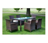 vidaXL Mobilier à dîner jardin 7 pcs et coussins Résine tressée Marron