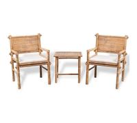 vidaXL Mobilier de bistro 3 pcs avec coussins Bambou