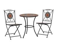 vidaXL Mobilier de bistro 3 pcs mosaïque Carreau céramique Orange/Gris