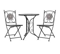 vidaXL Mobilier de bistro 3 pièces mosaïque carreaux céramiques gris