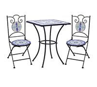 vidaXL Mobilier de Bistro 3 pcs Mosaïque Table et Chaises de Pub Ensemble de Comptoir Jardin Patio Terrasse Balcon Carreaux 279413