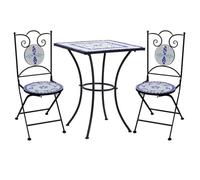 vidaXL Mobilier de Bistro 3 pcs Mosaïque Table et Chaises de Pub Ensemble de Comptoir Jardin Patio Terrasse Balcon Carreaux 279413