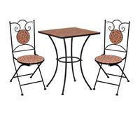 vidaXL Mobilier de Bistro 3 pcs Mosaïque Table et Chaises de Pub Ensemble de Comptoir Jardin Patio Terrasse Balcon Carreaux 279412