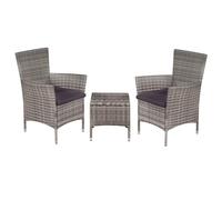 Vidaxl Mobilier De Bistro 3 Pcs Résine Tressée Gris Gris