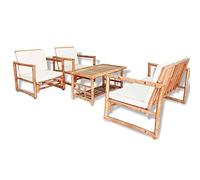 vidaXL Salon de jardin 4 pcs avec coussins Bambou