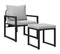 vidaXL Mobilier de Jardin Autre 4 pcs Noir 61 x 72,5 x 71 cm Acier, Balcon, Rectangulaire, Moderne, Résistant, Accueille du Monde, Design Minimal, pour Détente en Plein Air, Vue Nature