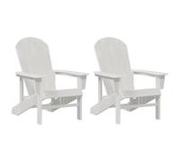 Ensemble de 2 chaises Adirondack Blanc HDPE Design à lames Résistantes aux intempéries Sièges extérieurs élégants 3335826