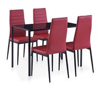 vidaXL Mobilier de Salle à Manger 5 pcs Rouge Bordeaux
