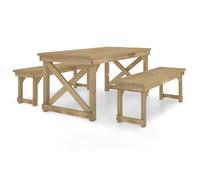 Vidaxl Mobilier De Salle À Manger De Jardin 3 Pcs Bois De Pin Imprégné