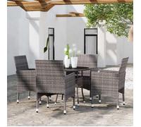 Vidaxl Mobilier De Salle À Manger De Jardin 5 Pcs Résine Tressée Gris Gris
