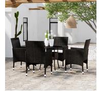 Vidaxl Mobilier De Salle À Manger De Jardin 5 Pcs Résine Tressée Noir Noir