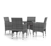 Vidaxl Mobilier De Salle À Manger De Jardin 5 Pcs Résine Tressée Gris Gris