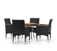 Vidaxl Mobilier De Salle À Manger De Jardin 5 Pcs Résine Tressée Noir Noir