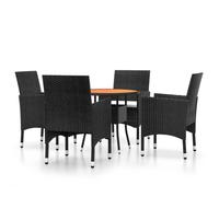 Vidaxl Mobilier De Salle À Manger De Jardin 5 Pcs Résine Tressée Noir Noir