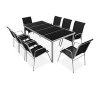Vidaxl Mobilier De Salle Ã Manger D'extã©Rieur 9 Pcs Acier Noir Noir