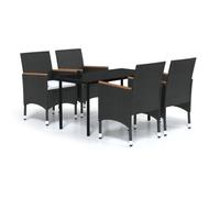 Vidaxl Mobilier De Salle À Manger D'extérieur Avec Coussins 5 Pcs Noir Noir