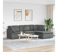 Vidaxl Canapé Modulaire Et Repose-Pieds Et Coussins Tissu Gris Foncé Gris