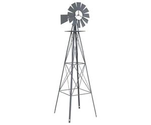 vidaXL Moulin à Vent Gris 84 x 68 x 245 cm Fer, Jardin et Terrasse, Moulin à Vent Rectangulaire en Fer, Élément Extérieur, Sculpture Durable, Déco Résistante