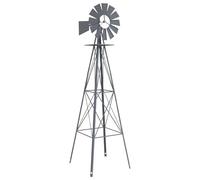 vidaXL Moulin à Vent Gris Fer Grand 84X68X245 cm Décoration Extérieure avec Fonctionnement Silencieux pour Jardins Arrière-Cours Et Fermes Décoratif Jardin Industriel Durable