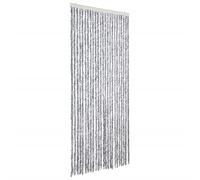 vidaXL Moustiquaire rideau de porte – Chenille anti-insectes, imperméable 100x220 cm Blanc et Gris