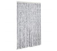 vidaXL Moustiquaire Rideau Chenille 120x220 cm Blanc et Gris Amovible et Réglable