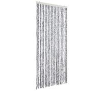 vidaXL Moustiquaire rideau de porte Chenille – Protection insectes, imperméable 90x220 cm Blanc/Gris