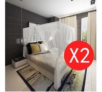 vidaXL Moustiquaire de lit carré 3 ouvertures 2 pcs