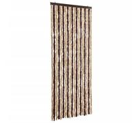 vidaXL Moustiquaire Rideau d'Insectes de Porte Rideau Contre Mouches Caravane Extérieur Maison Mobile Beige et Marron Clair 56x200 cm Chenille