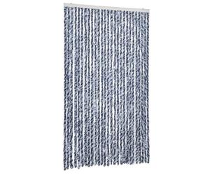 vidaXL Moustiquaire, Rideau d'Insectes de Porte, Rideau Contre Mouches Extérieur Intérieur Maison, Bleu et Blanc 118x220 cm Chenille