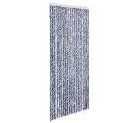 vidaXL Moustiquaire Rideau d'Insectes de Porte Rideau Contre Mouches Moustiques Caravane Extérieur Maison Mobile Bleu et Blanc 90x200 cm Chenille