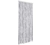 vidaXL Moustiquaire Rideau d'Insectes de Porte Rideau Contre Mouches Moustiques Caravane Extérieur Maison Mobile Gris et Blanc 90x200 cm Chenille