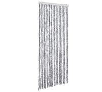 vidaXL Moustiquaire Rideau d'Insectes de Porte Rideau Contre Mouches Moustiques Caravane Extérieur Maison Mobile Blanc et Gris 56x200 cm Chenille