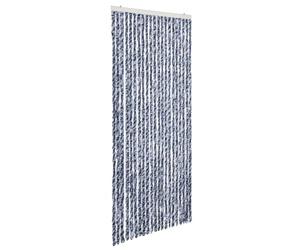 vidaXL Moustiquaire Rideau d'Insectes de Porte Rideau Contre Mouches Moustiques Caravane Extérieur Maison Mobile Bleu et Blanc 90x200 cm Chenille